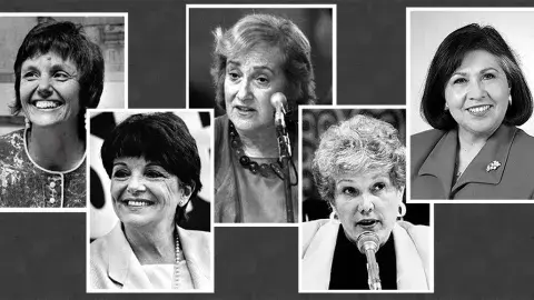 City of Los Angeles Councilwomen: Pat Russell, Peggy Stevenson, Joy Picus, Joan Milke Flores, and Gloria Molina