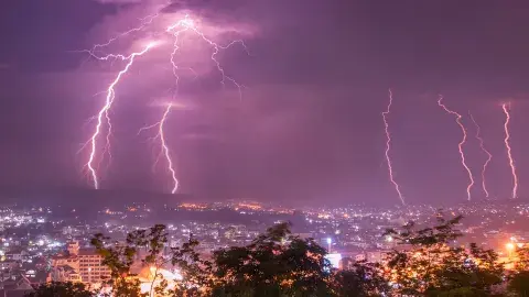 Extreme weather - lightning over a city