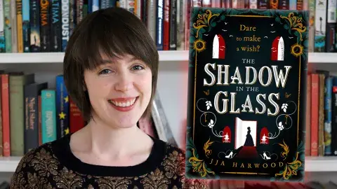Author JJA Harwood and her debut novel, The Shadow in the Glass