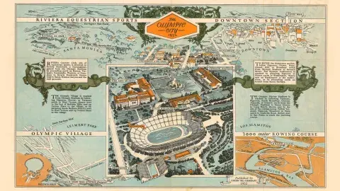 1932 Olympic Map Olympic Games Los Angeles Los Angeles