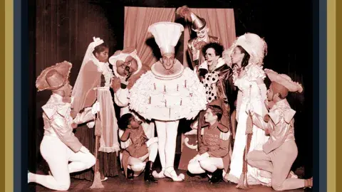 The cast of Tommy Turnabout's Circus onstage at Turnabout Theatre
