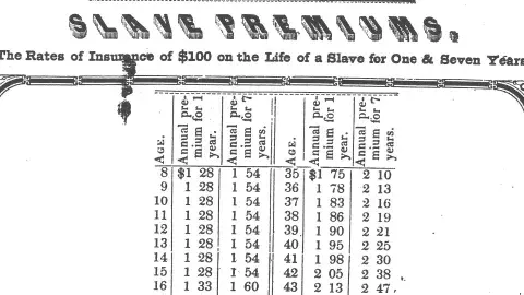 Slave Premiums table