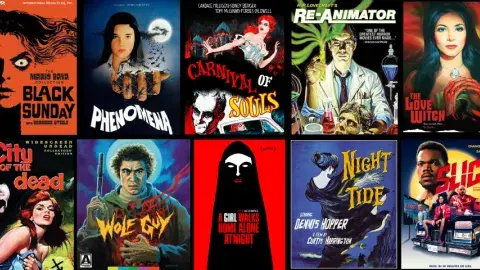 Collage of horror films in Kanopy