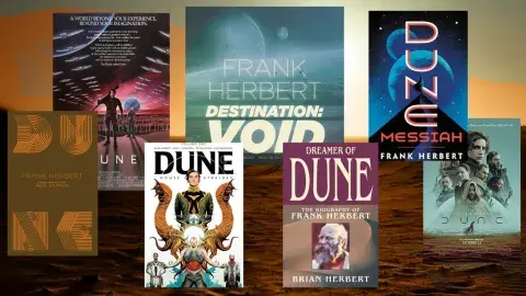Collage of adapted films from books by Frank Herbert