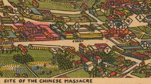 Detail of a map of Los Angeles, as it appeared in 1871, showing the site of the 1871 Chinese massacre