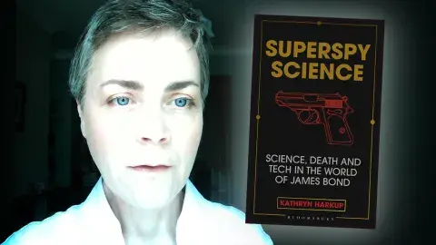 Author Kathryn Harkup and her latest book, Superspy Science