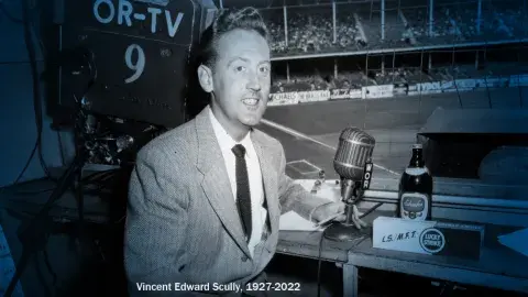 Vin Scully, circa 1955, at Ebbets Field
