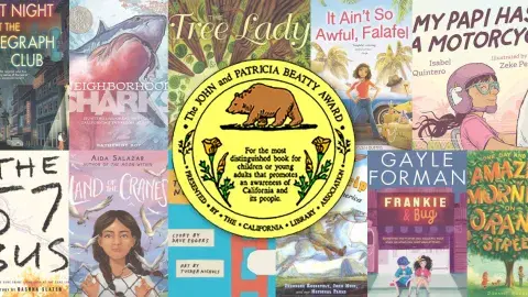 Collage of selected books winning the Beatty Award