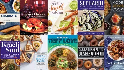 Collage of books on Jewish cuisine