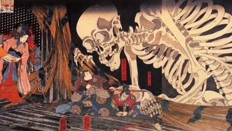 Takiyasha the Witch and the Skeleton Spectre, Utagawa Kuniyoshi, 1800s, woodblock print on paper 