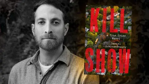 Author Daniel Sweren-Becker and his latest novel, Kill Show: A True Crime Novel