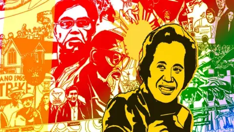 Colorized coloring page of Filipina American community leader, Remy Geaga