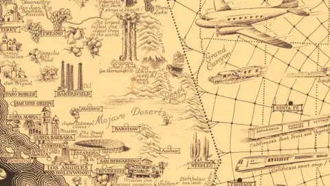pictorial map of california (detail)