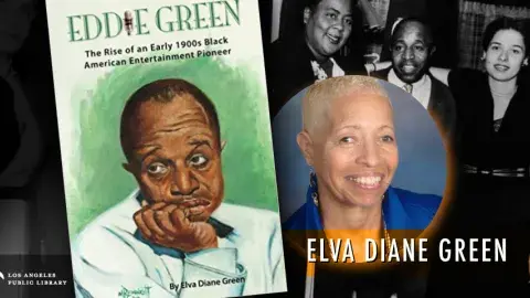 photograph of Elva Diane Green and book cover of her book