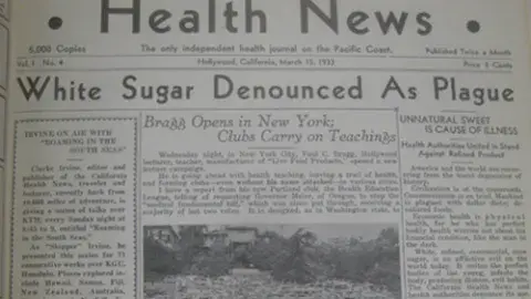 Magazine cover with headlines, White Sugar Denounced As Plague, Bragg Opens in New York: Clubs Carry On Teachings