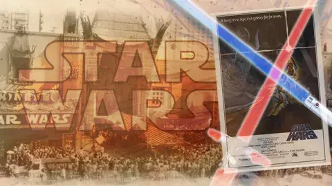 collage of Star Wars book and movie premier