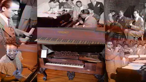 Collage of jazz piano stars