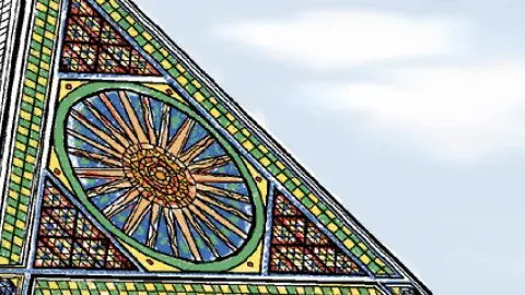 color drawing of Central Library pyramid