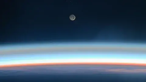 view of the moon as seen from the space station 