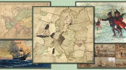 4 vintage jigsaw puzzles