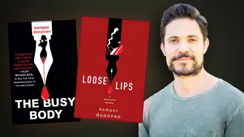 Author Kemper Donovan and his two novels, The Busy Body and Loose Lips