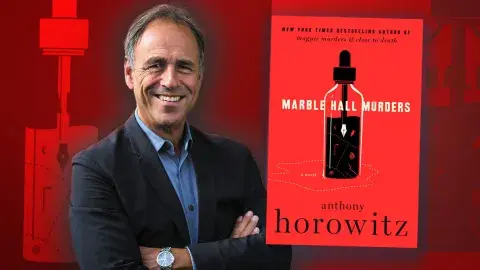 Author Anthony Horowitz and his latest book, Marble Hall Murders