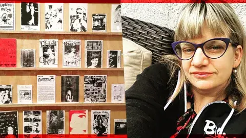 Zine author, Kelli Callis and her many zines