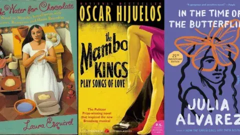 Collage of books by Latinx authors