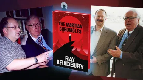 Jonathan Eller with Ray Bradbury and his book The Martian Chronicles