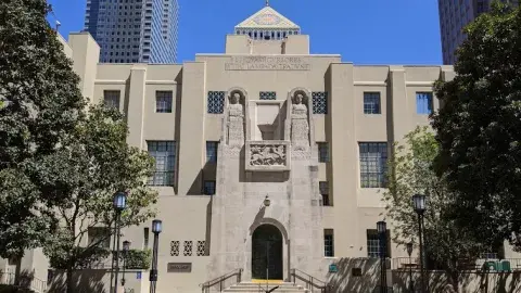 Los Angeles Public Library - Central Library  West Entrance. Architect Bertram Grosvenor Goodhue. Photo credit: Mark Sugiarto