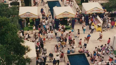 Families fill the Maguire Gardens on Central Library's reopening day 