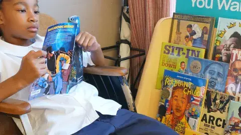 kids reading a book
