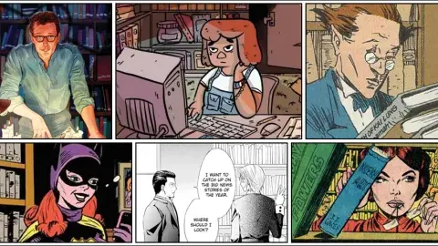 comic panel of comic librarians