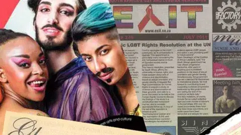 A collage of archival materials on the lgbt topic