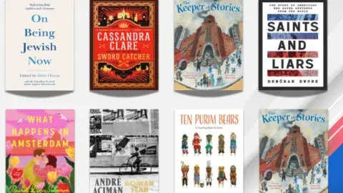collage of jewish books