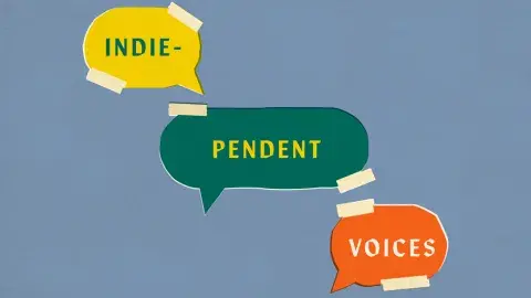 3 wordbubbles reading Indie Pendent Voices