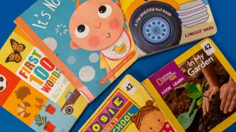 collage of baby books