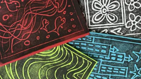 Colorful block printed art projects