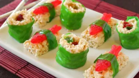 Plate of candy sushi