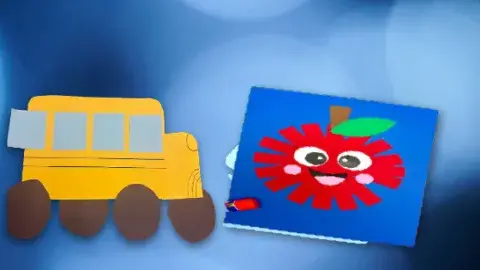 A paper bus and apple craft