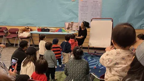 Children listening to a story.