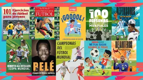 collage of kids books about soccer