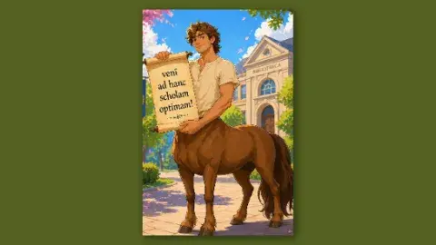Centaur holding a Latin scroll.