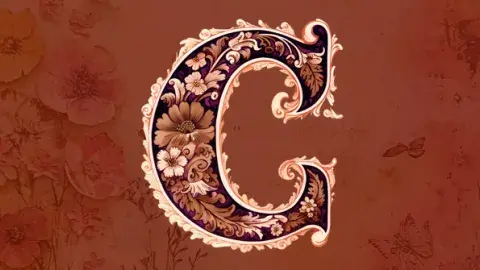 Letter C with flowers in the background