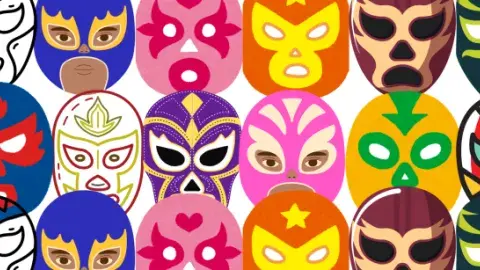 variety of colorful lucha libre masks
