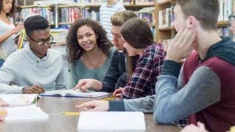 teen council meeting in a library