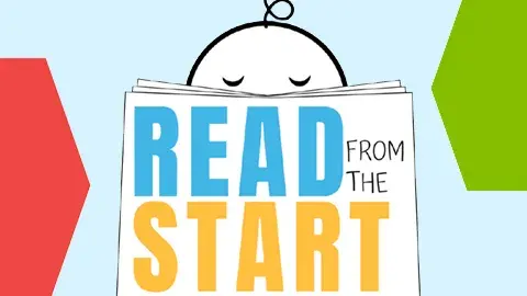 cartoon baby reading a book