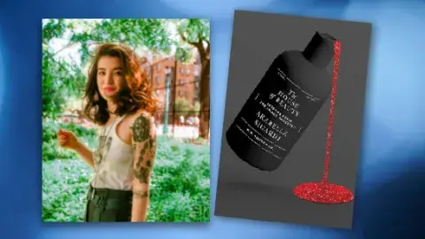 Picture of a woman and a book cover side by side