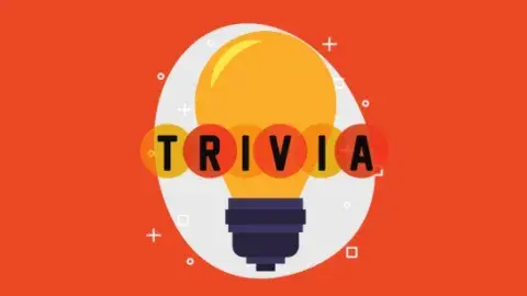 An illustration of a lightbulb with the word "Trivia" in front with an orange background.
