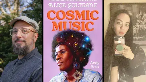 author profiles with book cover, "Cosmic Music"